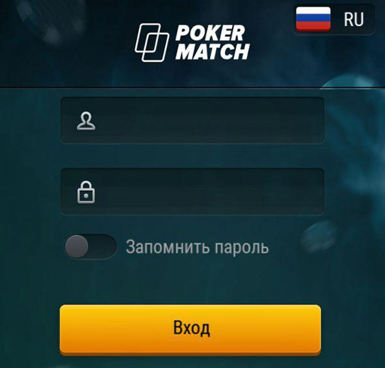 Login to the mobile lobby of the game client of the PokerMatch room.